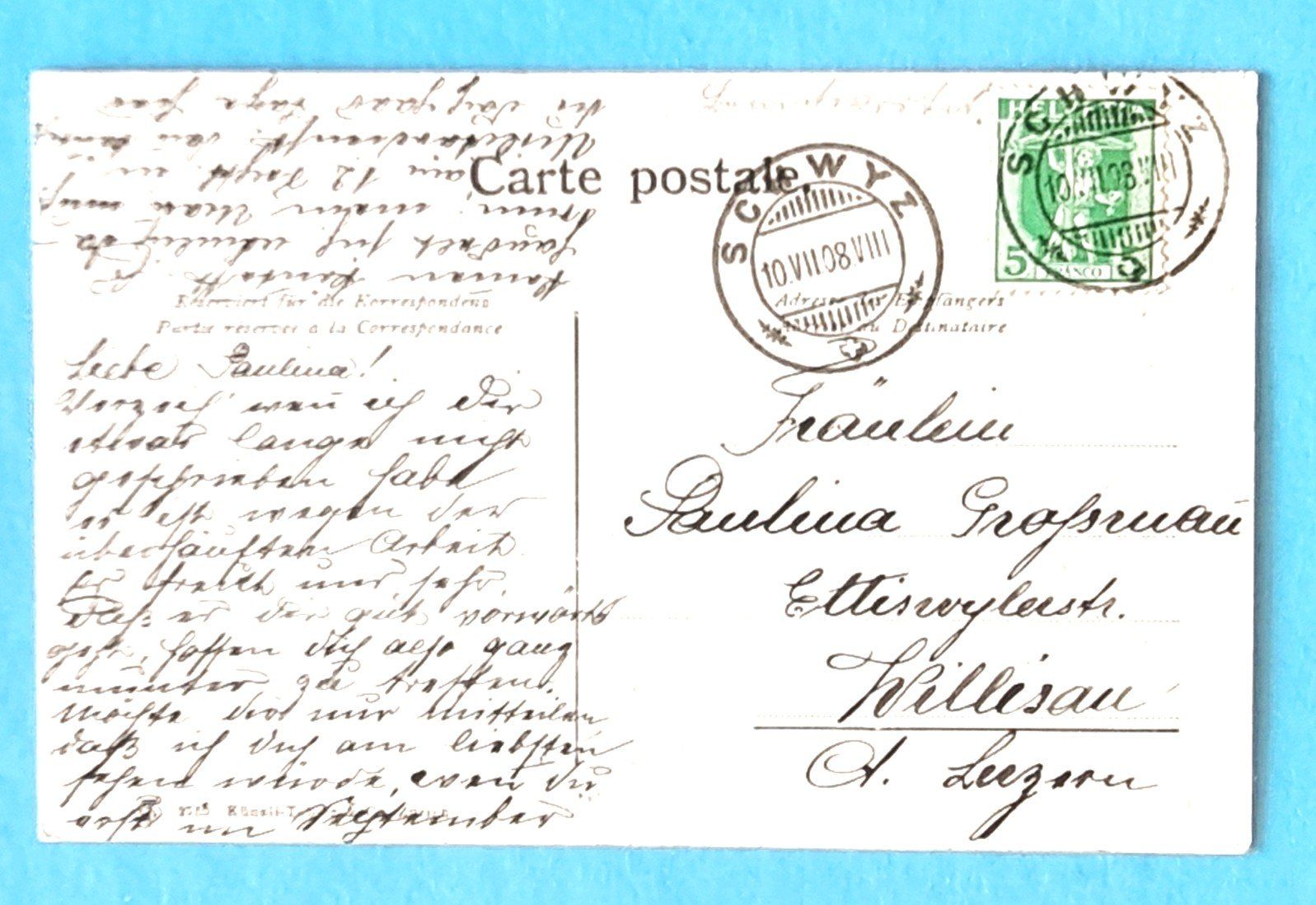 Ansichtskarten: Schwyz - Mythen - 1908 – Gebraucht aus Rothrist von RROENK 1