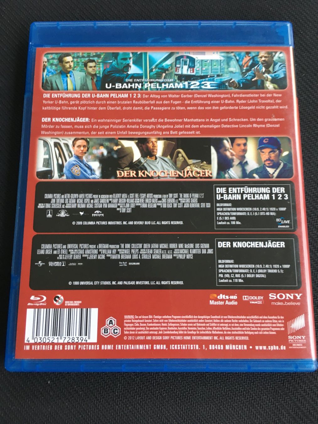 Tutti i DVDs: Der Knochenjäger / U-Bahn Pelham 123 [Blu-ray] – Usato da St.Gallen venduto da MedienJoe 1