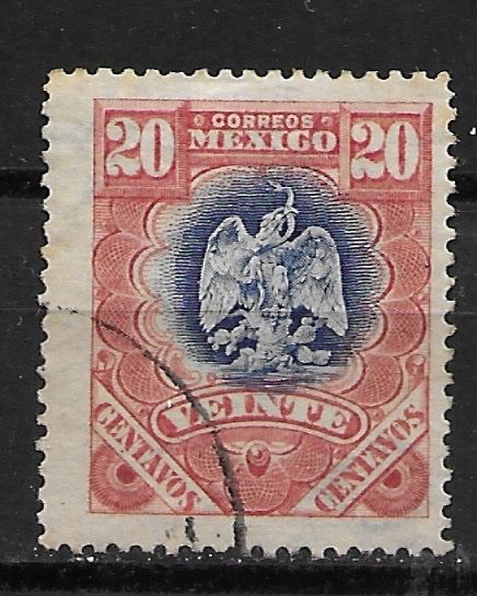 Tutti i francobolli: Mexiko 1899: Wappen 20 Centavos rot/blau – Usato da Zürich venduto da Rainstamps