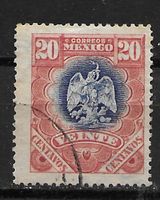 Mexiko 1899: Wappen 20 Centavos rot/blau