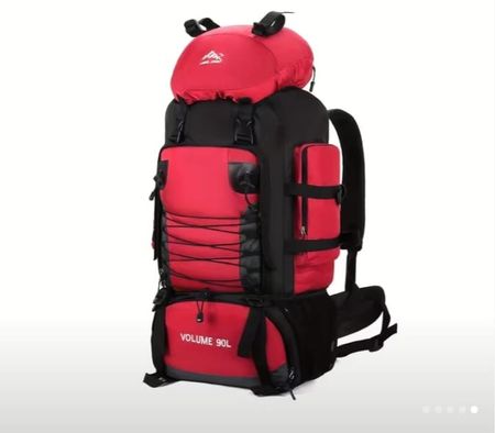 Wanderrucksack Trekkingrucksack rot schwarz 90 Liter