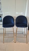 Barhocker aus blauem Samt