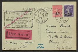 Flugpost Frankreich 1929 Montluçon Clermont Ferrant Luftpost