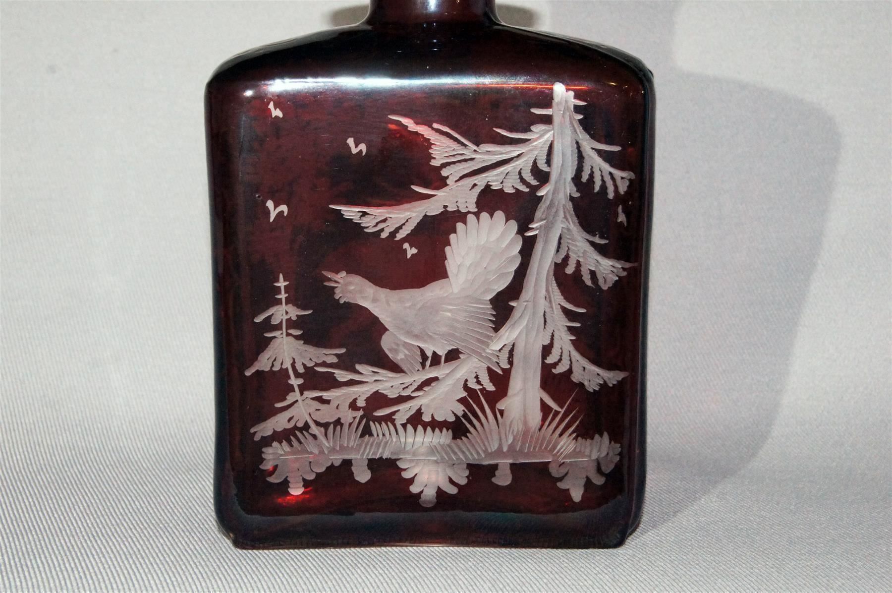 Bottiglie: Antike rote Flasche aus Böhmischem Überfangglas – Usato da Geroldswil venduto da ARTEFACTO 4