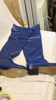 Overknee Stiefel Blau – Gr. 43 – Made in Italy – Echtleder –
