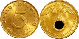 5 Pfennig Deutsches Reich Reichspfennig 1937 E