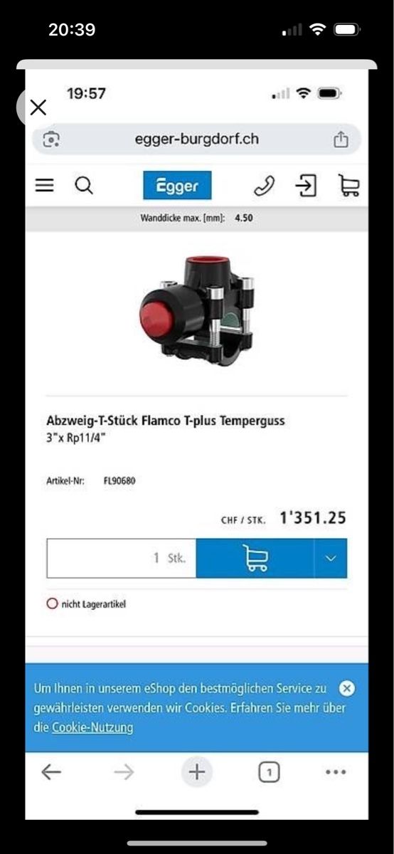 Tutti gli attrezzi: T-Stück Flamco T-plus 3" X 1 1/4" – Nuovo e nell'imballaggio originale da Zofingen venduto da Angelomichael