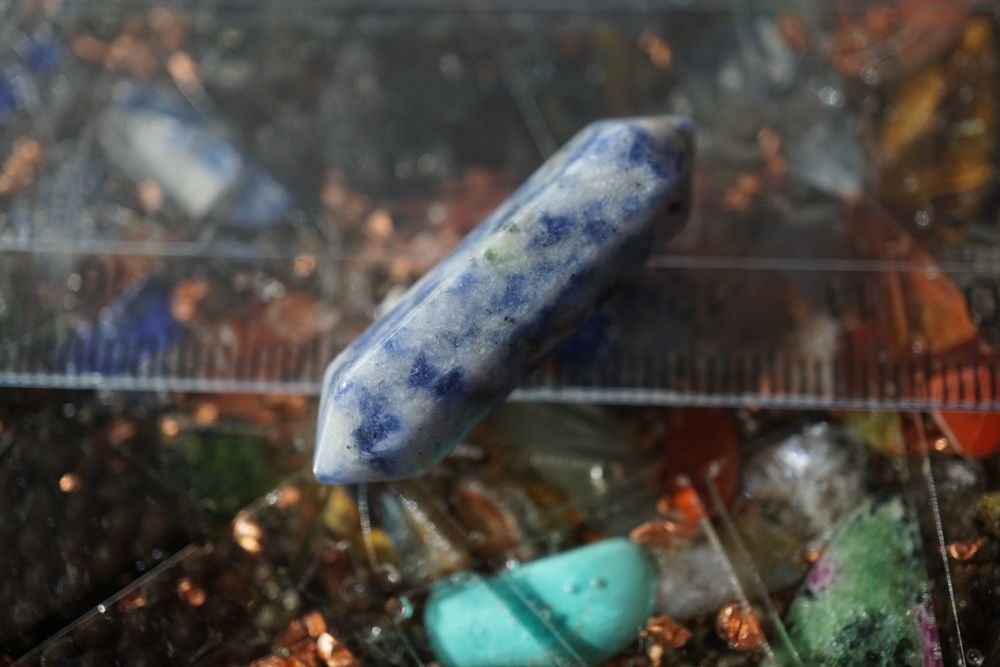 Pendentif Orgonit Fleur De Vie - Lapis-lazuli, Tourmaline - Chaîne Dorée/ Cuivre 46cm