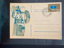 Liechtenstein 1973 Ganzsache Alter Dorfplatz Vaduz 1.Tag