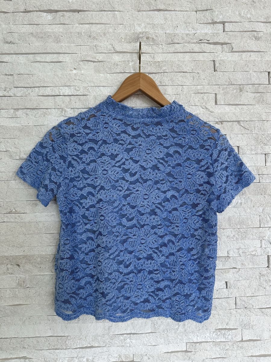 Bershka T-Shirts: Blaues Spitzenshirt Gr. S Bershka – Gebraucht aus Meilen von ninifee20 3