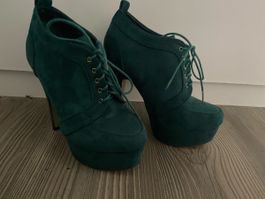 grüne Wildleder High Heels, Grösse 38