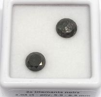 Dès 1.- Fr: 2x Diamants Noirs 2.04ct - CERTIFICAT 1'820.- Fr
