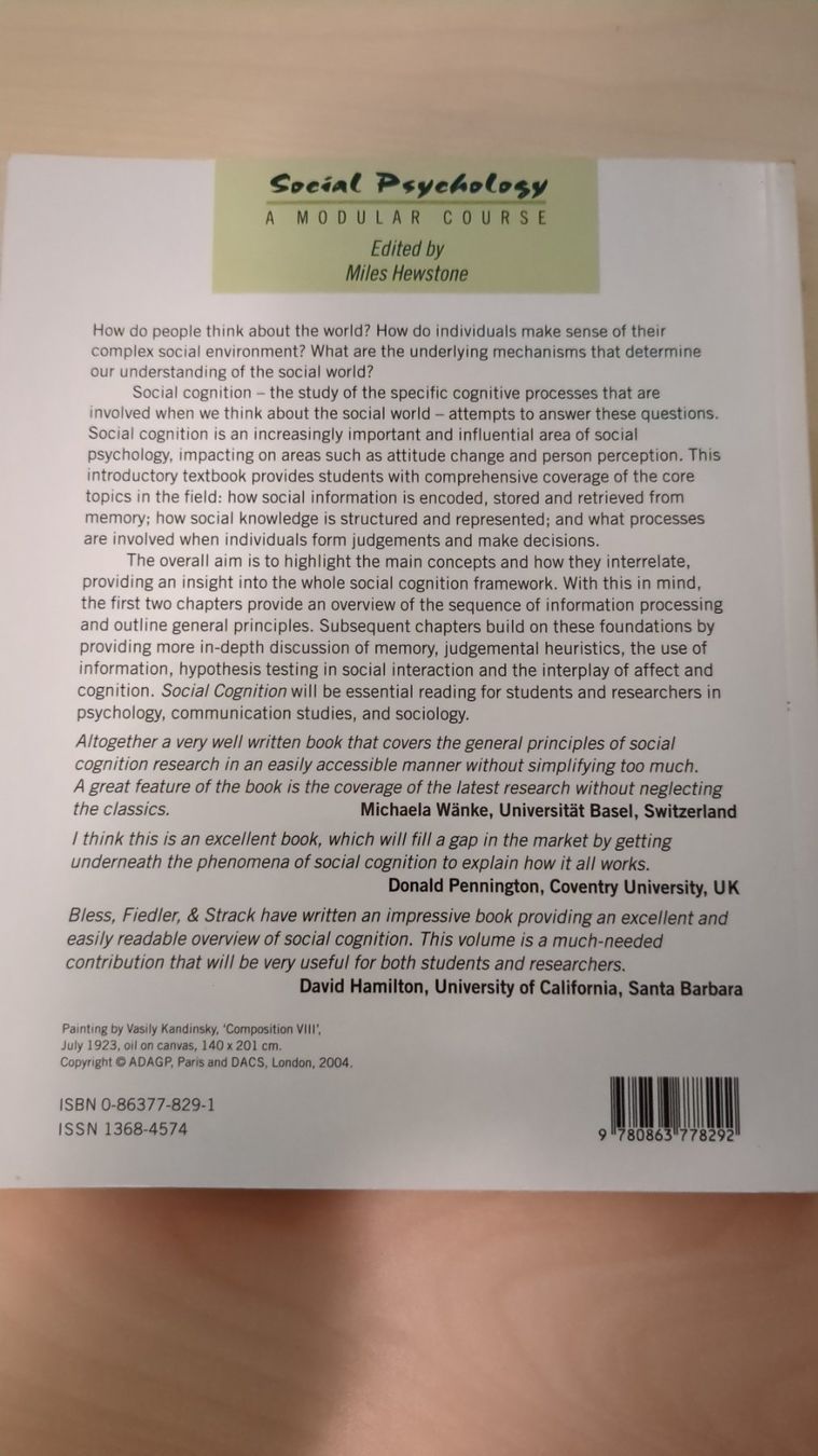Bücher: Social Cognition - How Individuals Construct Social Reality – Gebraucht aus Basel von haferkleie 1