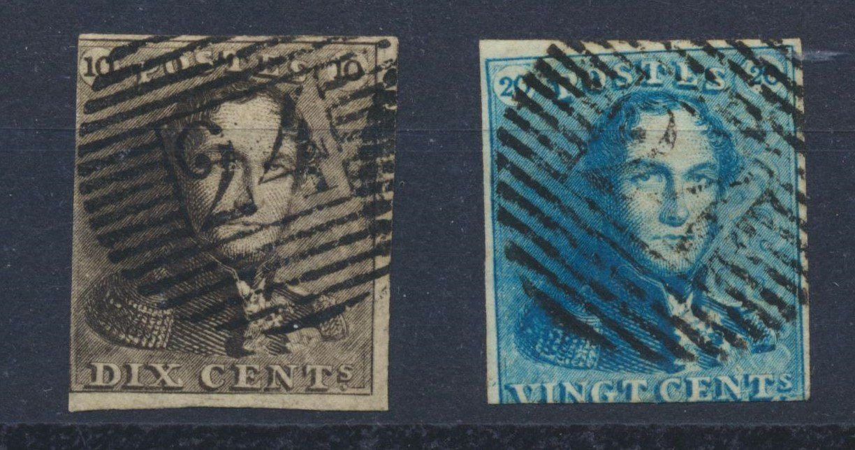Tutti i francobolli: Belgien Nr. 1+ 2 gestempelt – Usato da Roggwil BE venduto da Stampdealer3
