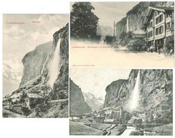 3 AK Lauterbrunnen Dorfstrasse Staubbach