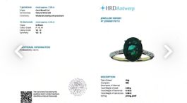 Ring aus 14 kt Gold mit natürlichem Smaragd 3,38 ct + Diaman