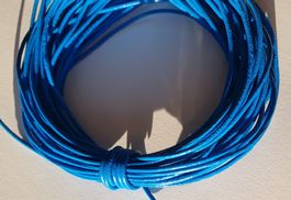 10 M Echtlederband, Lederschnur, Lederband 1,5mm, mittelblau