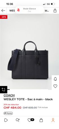 Sac Coach Wesley Tote noir, parfait pour la saison!