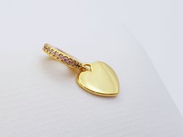 Charm Herz Gold Kristalle (925 Sterling Silber)