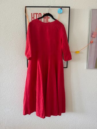 Red linen dress, size S