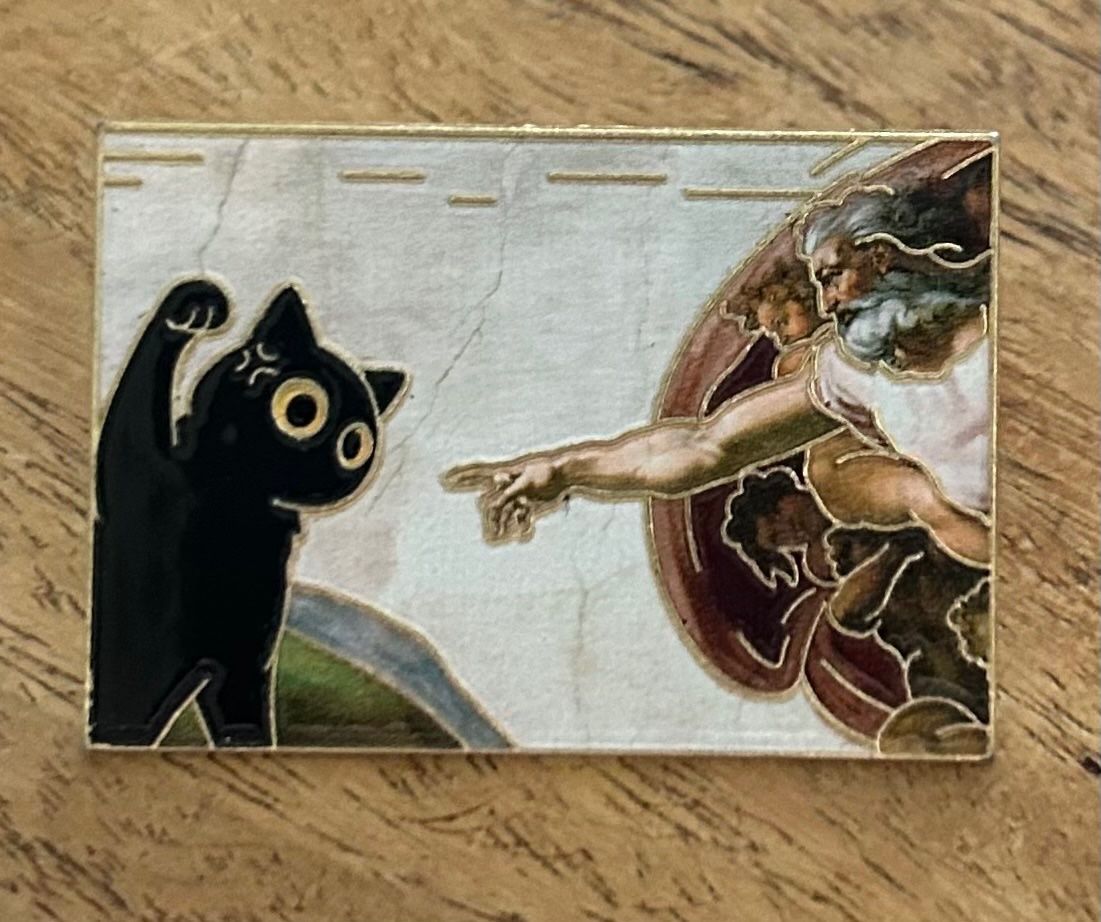 Plaketten & Abzeichen: Pin Katze Michelangelo Gemälde – Neu und originalverpackt aus Geneve von vane267