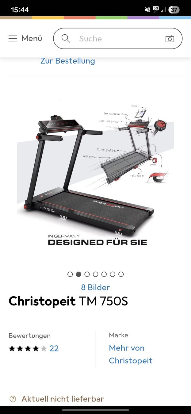 Hometrainer: Christopeit Laufband TM750S – Usato da Kaltbrunn venduto da CYR_GMU 1