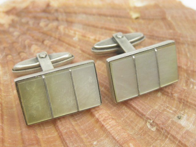 Gemelli: Vintage Manschettenknöpfe Silber 835 Perlmutt – Usato da Ermatingen venduto da Decovin 2