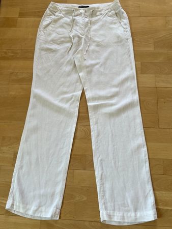 Betty Barclay Damen Hose, 100% Leine in Gr. 38, Weiss