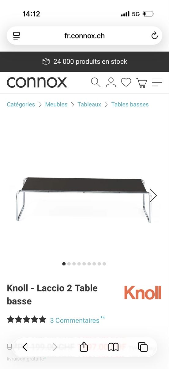Tables: Table basse Knoll Laccio 2 couleur noir – D'occasion à Chêne-Bougeries par Margot_Orso