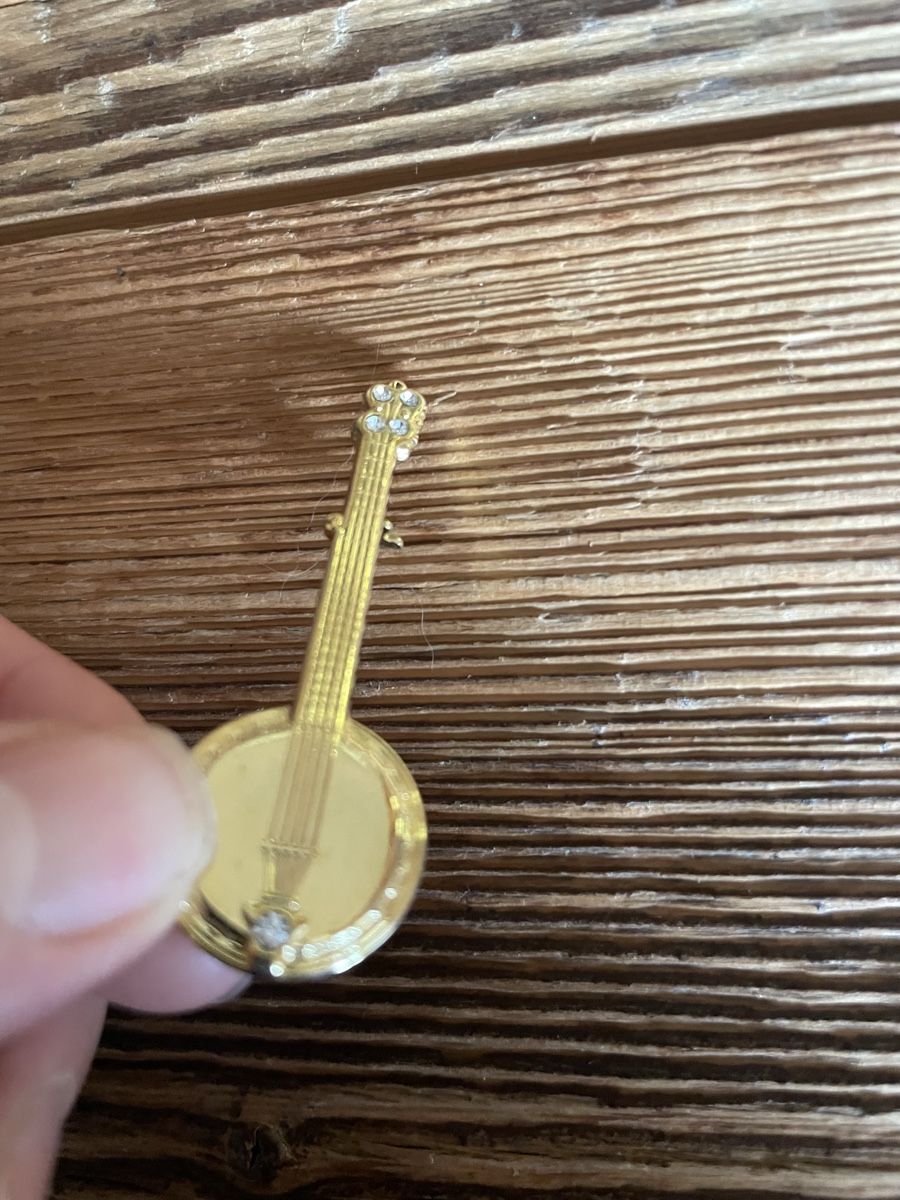 Broches & Aiguilles: Vintage Banjo Brosche Goldfarben mit Strass – D'occasion à Heitenried par Steffundsasch 2