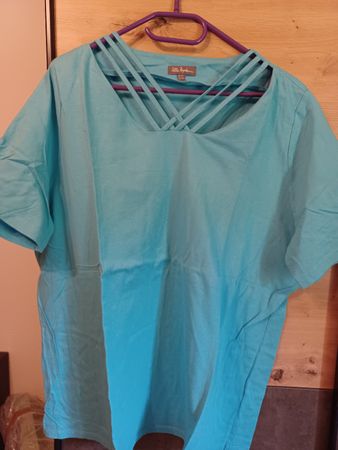 Ulla Popken T-Shirt blau/ Türkis Grösse 50/52 