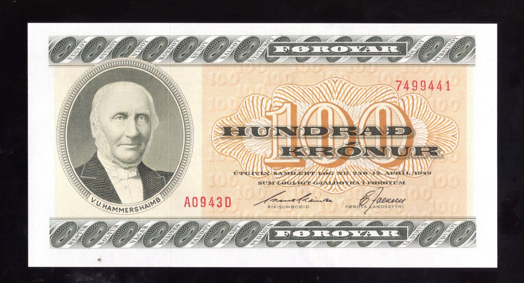 Banknoten: Faeroy 100 kroner UNC selten – Neu (gemäss Beschreibung) aus Leibstadt von baroc333