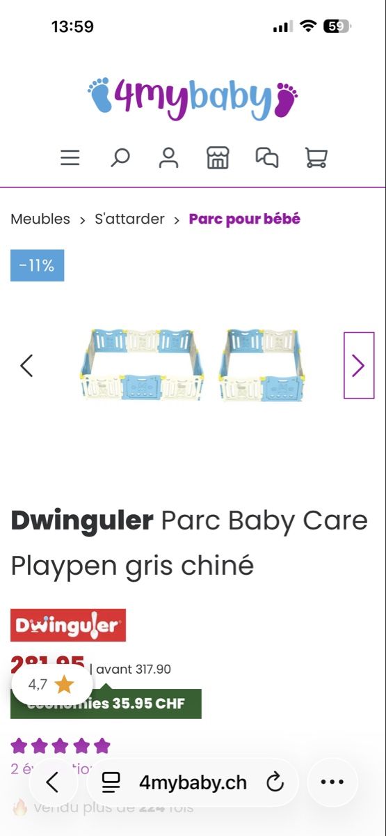 Parcs & barrières de sécurité: Parc bébé modulable  – D'occasion à Dully par Gaby_bkz2 4