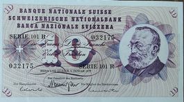 10 Franken Note 1977 ungefaltet