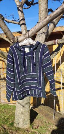 Pancho blanc, vert et bleu foncé