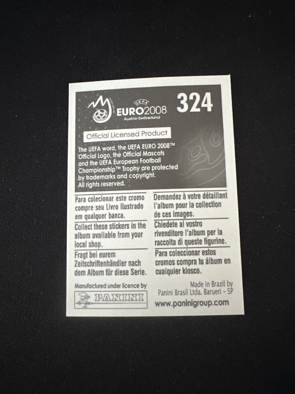 Panini Carte collezionabili: Panini UEFA EM 2008 Sticker - Nr. 324 – Usato da Sulz AG venduto da DealWerk 1