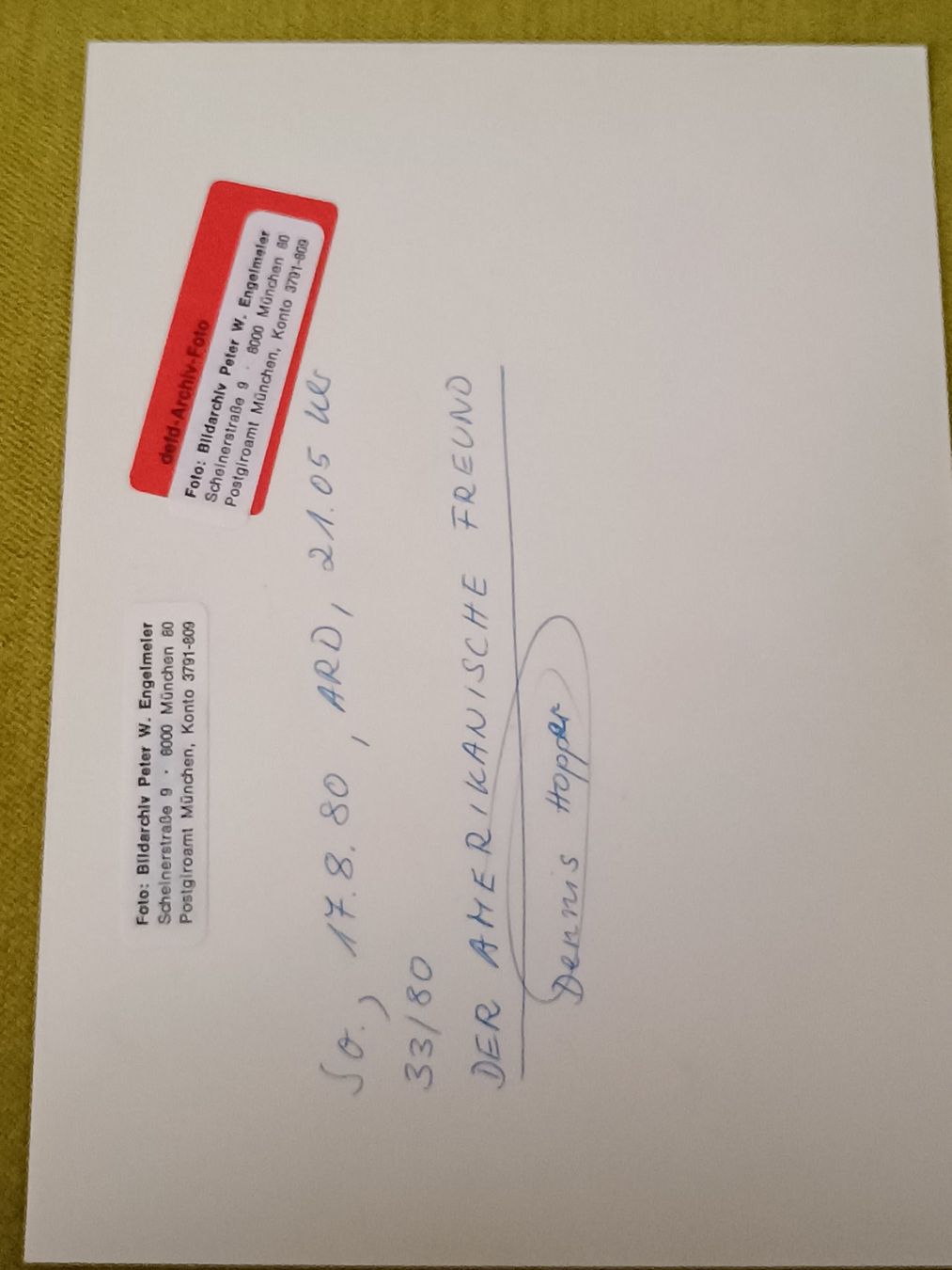 Autogramme: Dennis Hopper - handsigniertes Pressefoto – Gebraucht aus Menziken von Artographs 1
