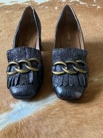 Dunkelblau-metallic Leder-Pumps, Gr. 41, neuwertig