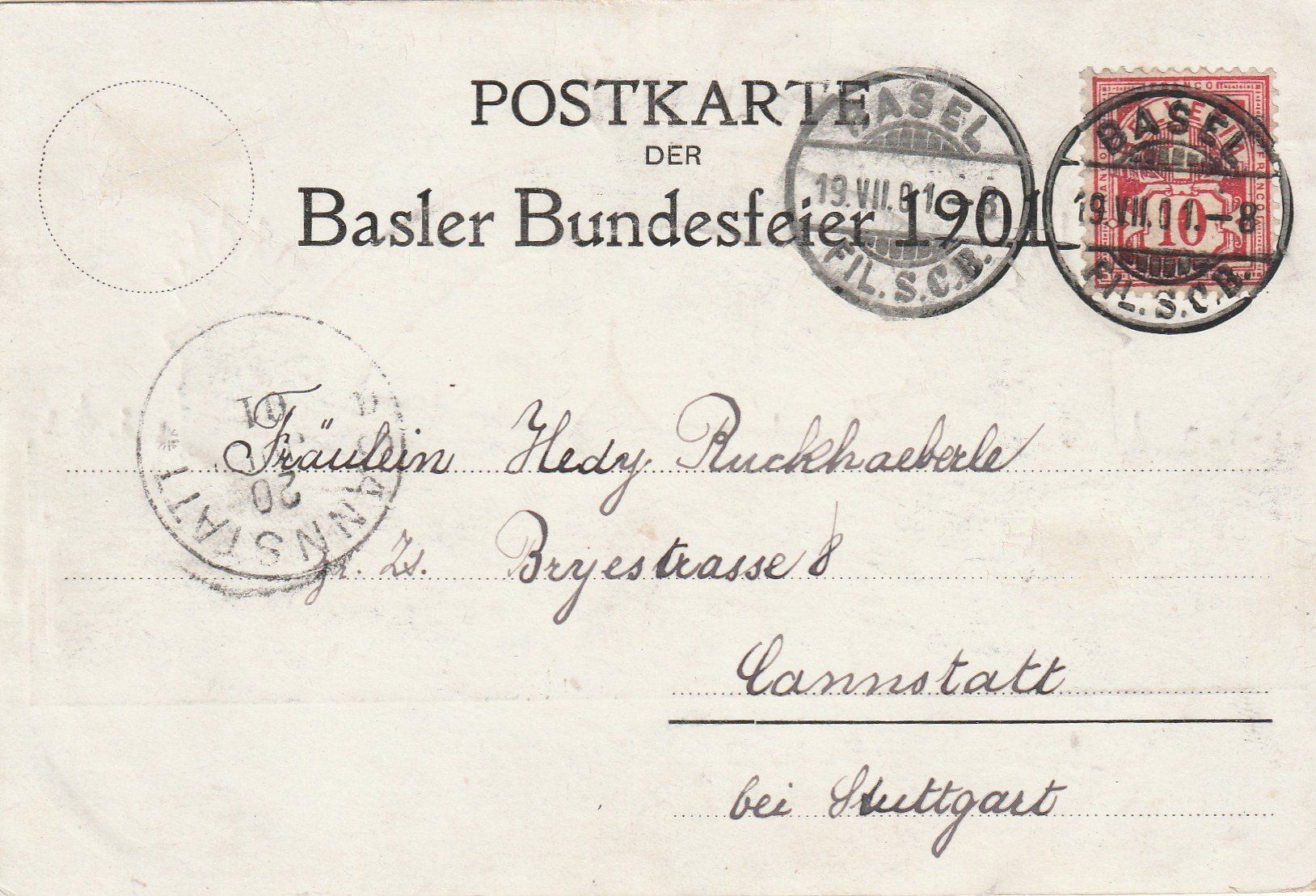 Cartoline postali: Basel Bundesfeier 1901 – Usato da Rorschacherberg venduto da fratovi2 1