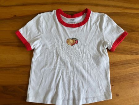 Levi's Ringer T-Shirt mit Pfirsichmotiv Gr. S weiss/rot