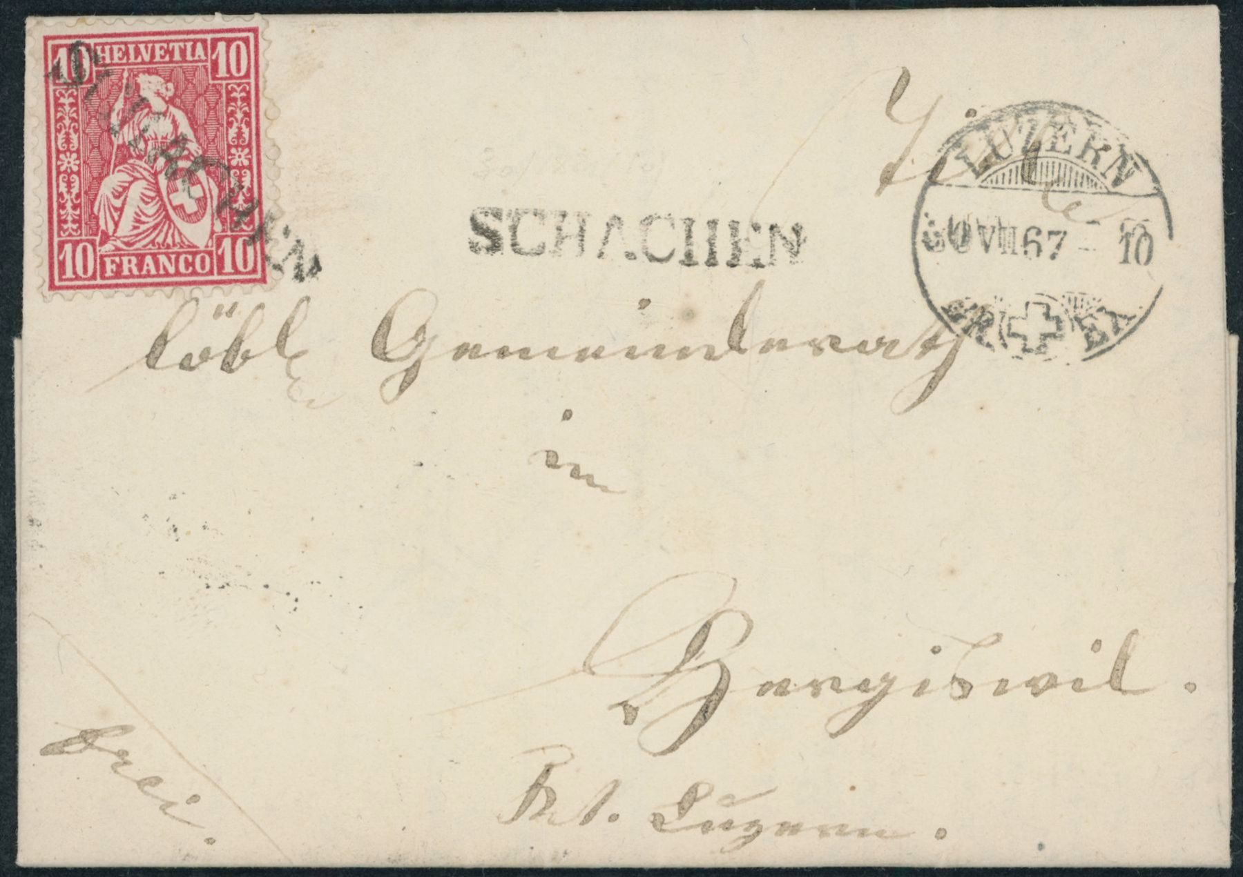 Alle Briefmarken: LU Schachen - Stabstempel - Luzern - Brief - Werthenstein – Gebraucht aus Schindellegi von leecollect