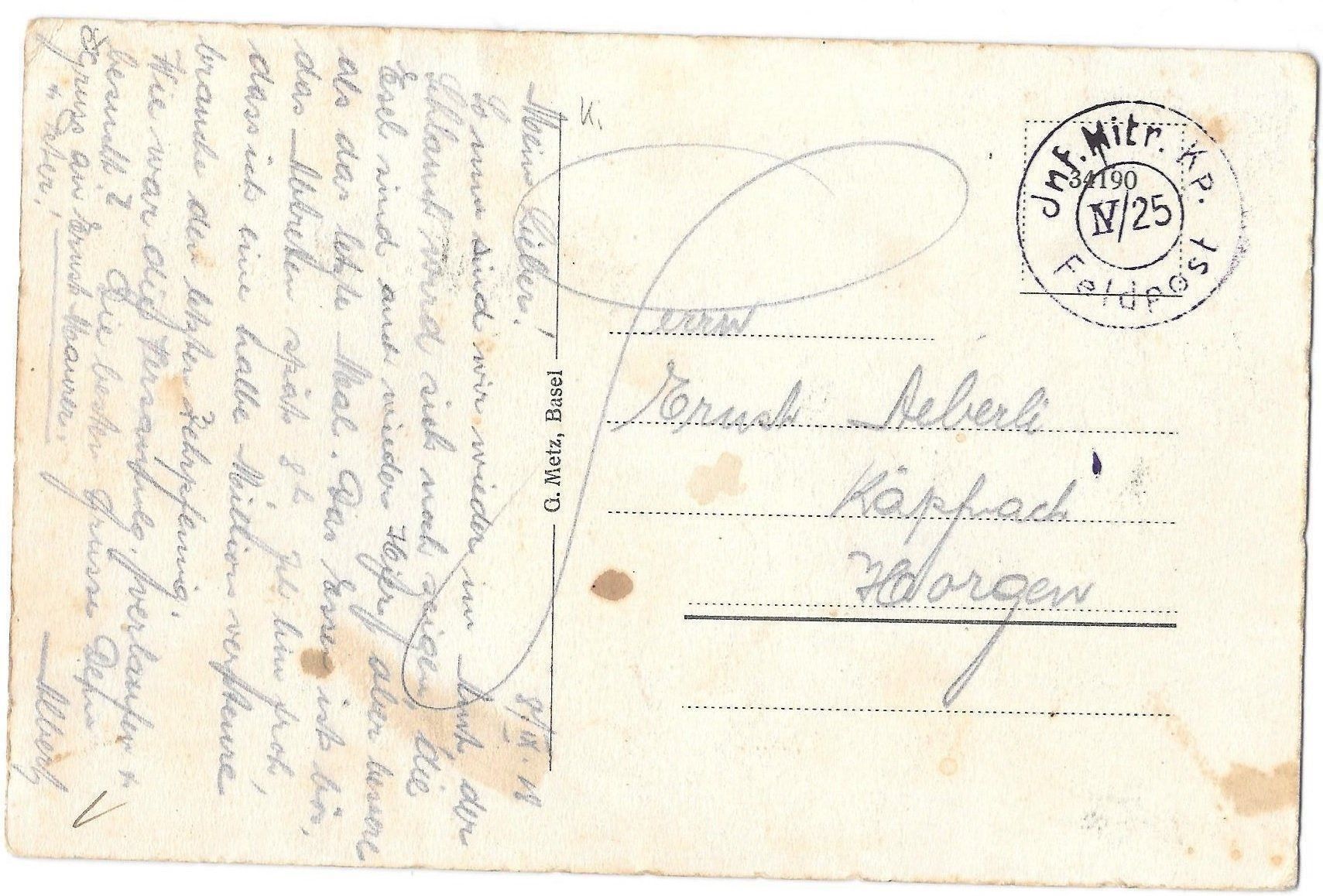 Cartoline postali: Möhlin Partie im Mitteldorf Feldpoststempel – Usato da Olten venduto da clotaldi 1