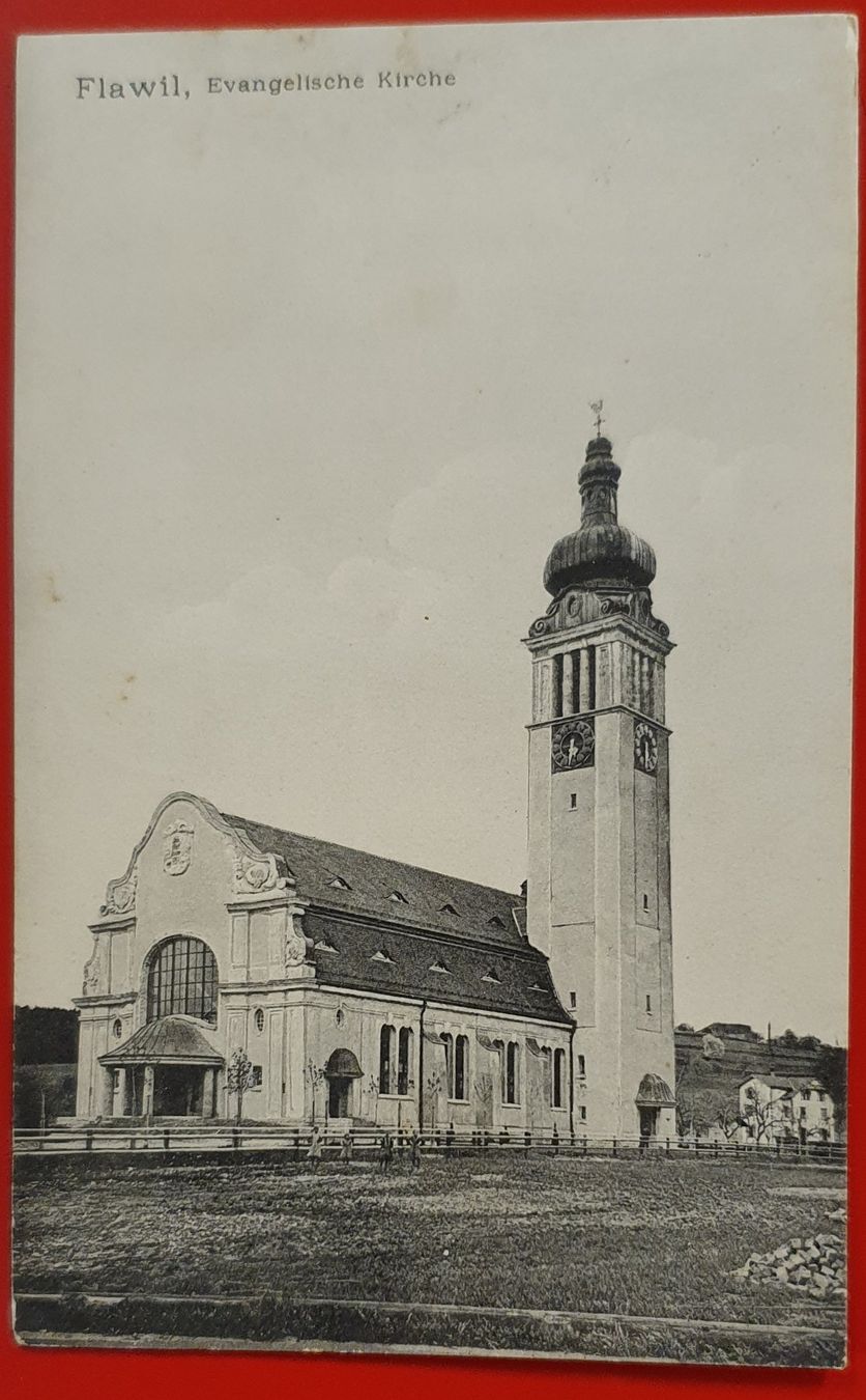 Cartoline postali: Flawil 1911 - Evangelische Kirche – Usato da Kreuzlingen venduto da Rschweiz1