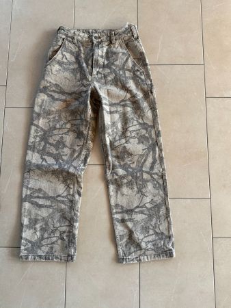 Damen Jeans/Hose mit Batik-Print in Grau-Beige