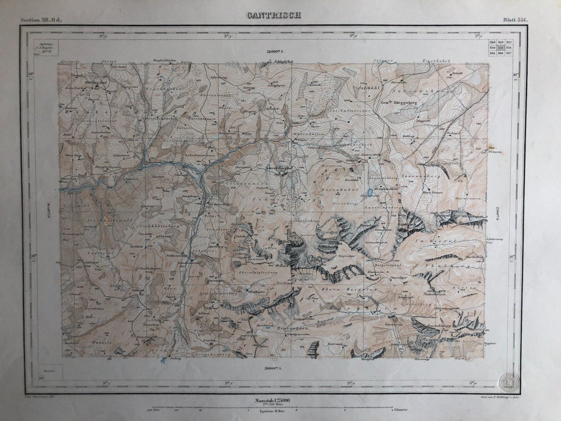 Landkarten & Atlanten: Siegfriedatlas Bl. 351: Gantrisch 1882 – Gebraucht aus Zürich von allp 1