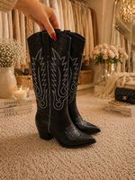 Stivali western donna in ecopelle nera n.37
