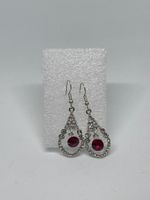 Orecchini Pendenti da Sera Stile Vintage con Strass Rossi