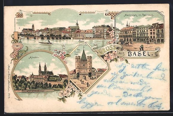 Cartoline postali: Litho Basel, Münster, Das Spatenthor, M – Usato da Berlin venduto da bartko-reher