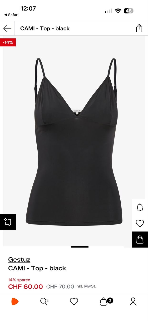 Gestuz Top: Gestuz CAMI Top schwarz black Oberteil M – Nuovo (secondo la descrizione) da Schlieren venduto da Wizza 4