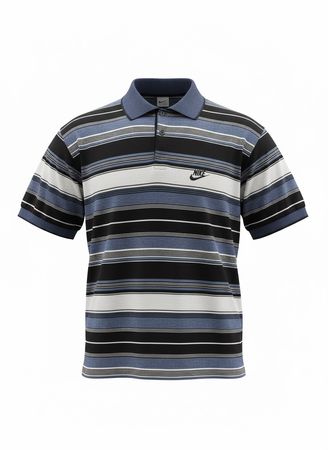 Nike Polo Vintage Rayé Brodé 100% Coton XL 90s